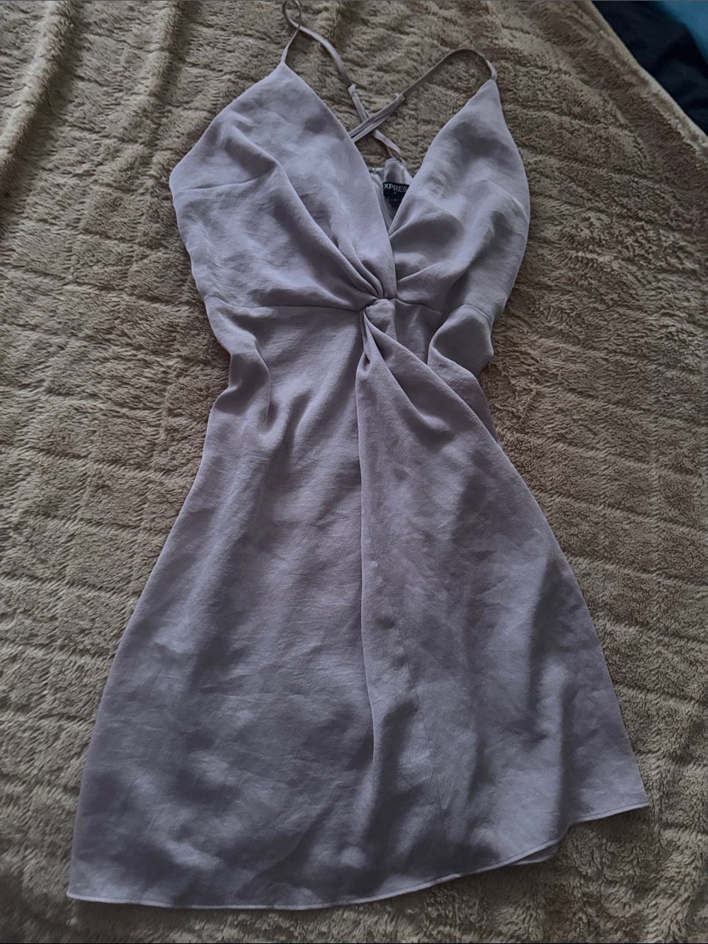 Express Lilac Twist-Front Mini Dress